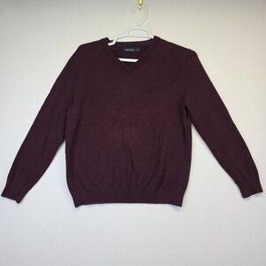 Nautica Sweater Mens‎ M Purple V Neck Knit Preppy Academia Business Work Formal